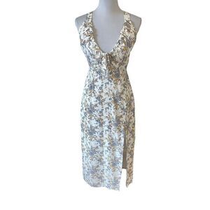 Abercrombie & Fitch Cinched Neck Floral Print Midi Dress Size Small